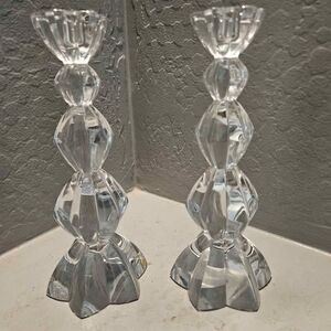 Mikasa Czech Lead Crystal Glass Candle Holders 10"